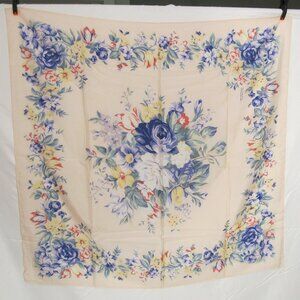 Talbots square light pink silk scarf with floral pattern